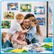 232 Pieces Summer Ocean Beach DIY 5'' x 7'' Picture Frame Craft Kit 32 Summer Under The Sea Felt Photo Frames and 200 Foam Stickers for Holiday Game Activities(Ocean,Cool Color)